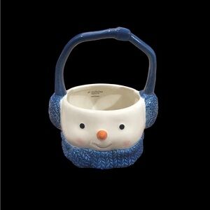 ST NICHOLAS SQUARE /NWT/HOLIDAY SNOWMAN LET IT SNOW BASKET ,CANDY HANDLE BOWL